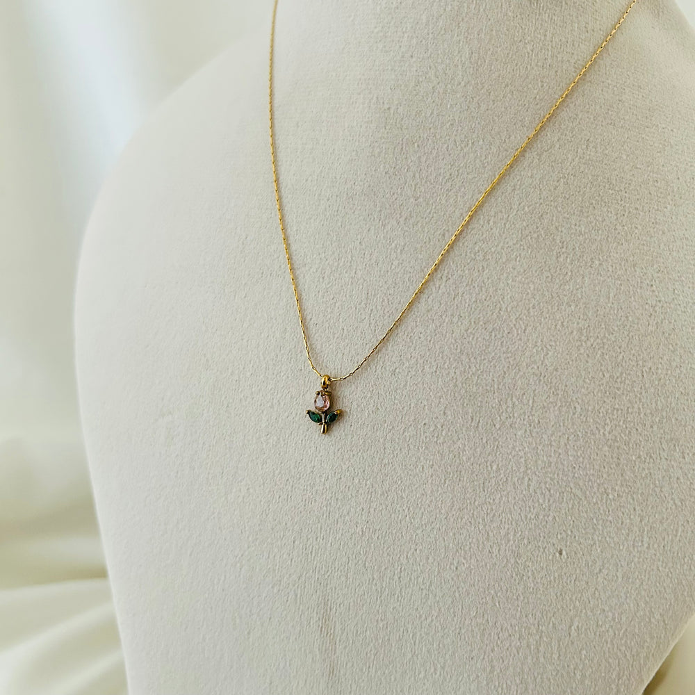 Mini Pink Tulip Necklace