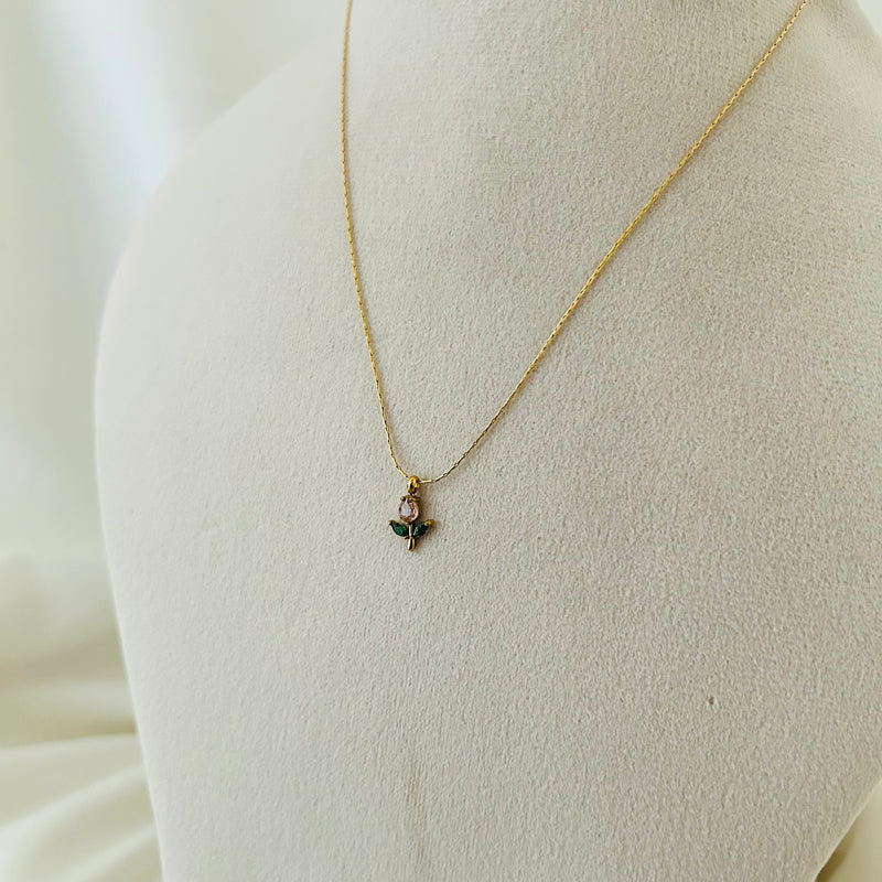 Mini Pink Tulip Necklace