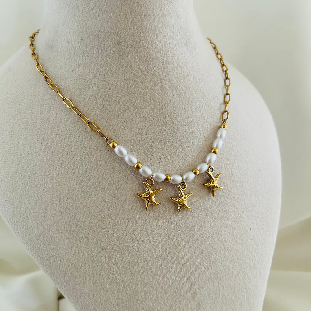 Pearl Starfish Charm Necklace