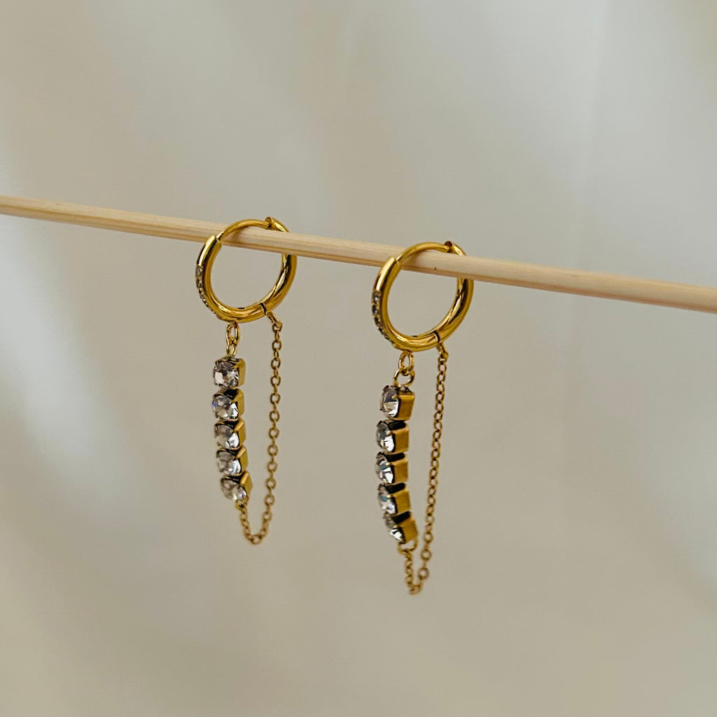 Linear Solitaire Hoop Earrings