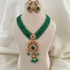 Emerald Beaded Long Pendant Set