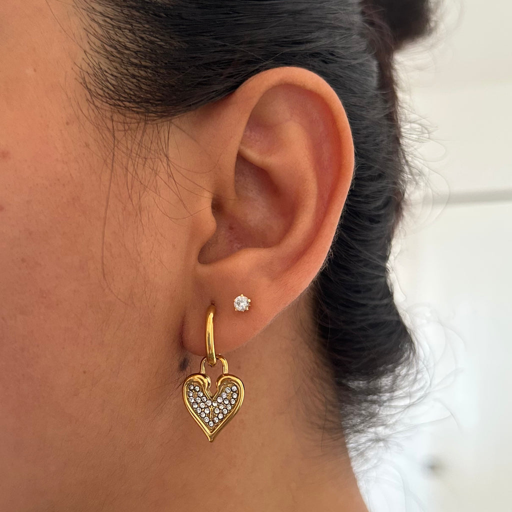 Hanging Heart Hoop Earrings