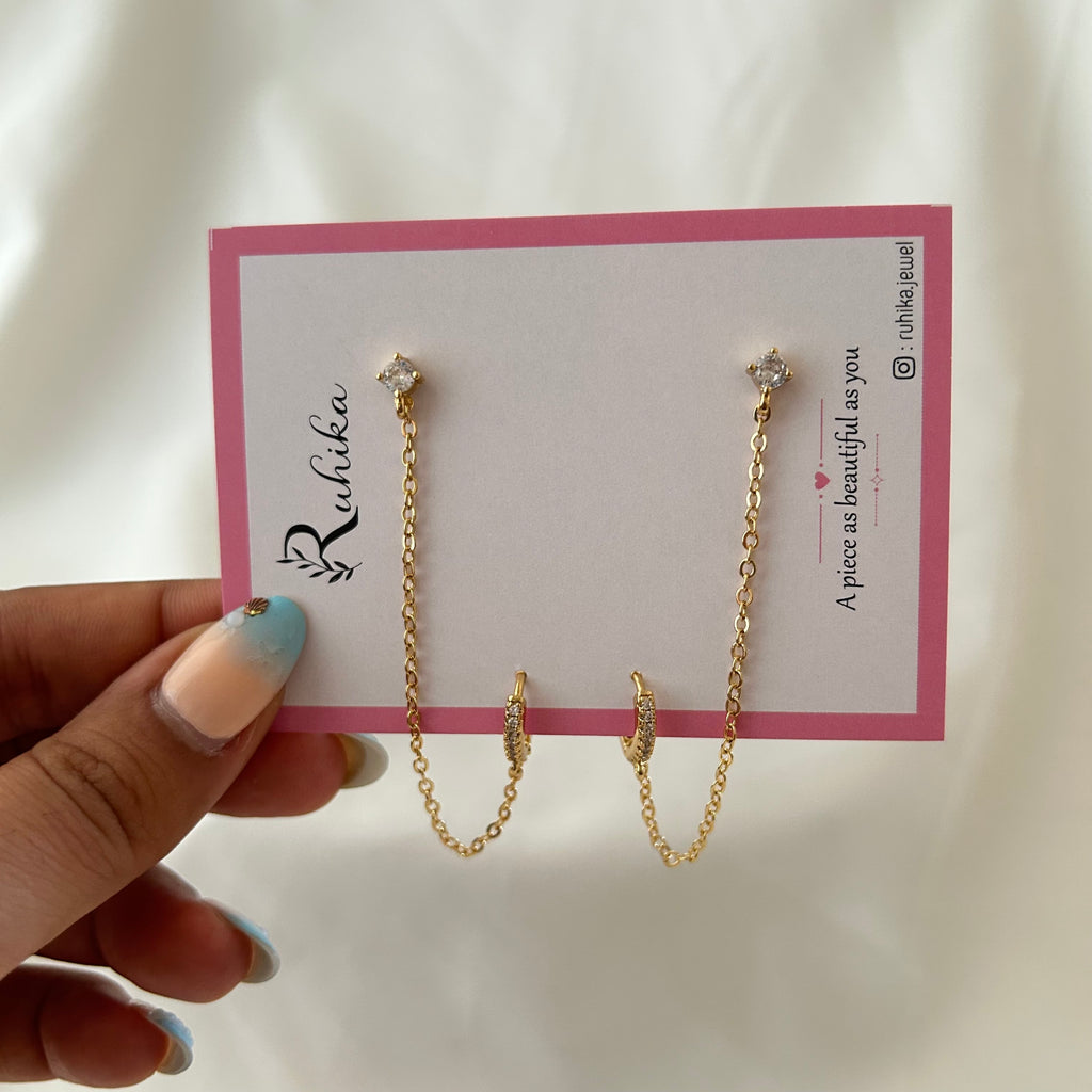 Dual Piercing Connector Earrings - III