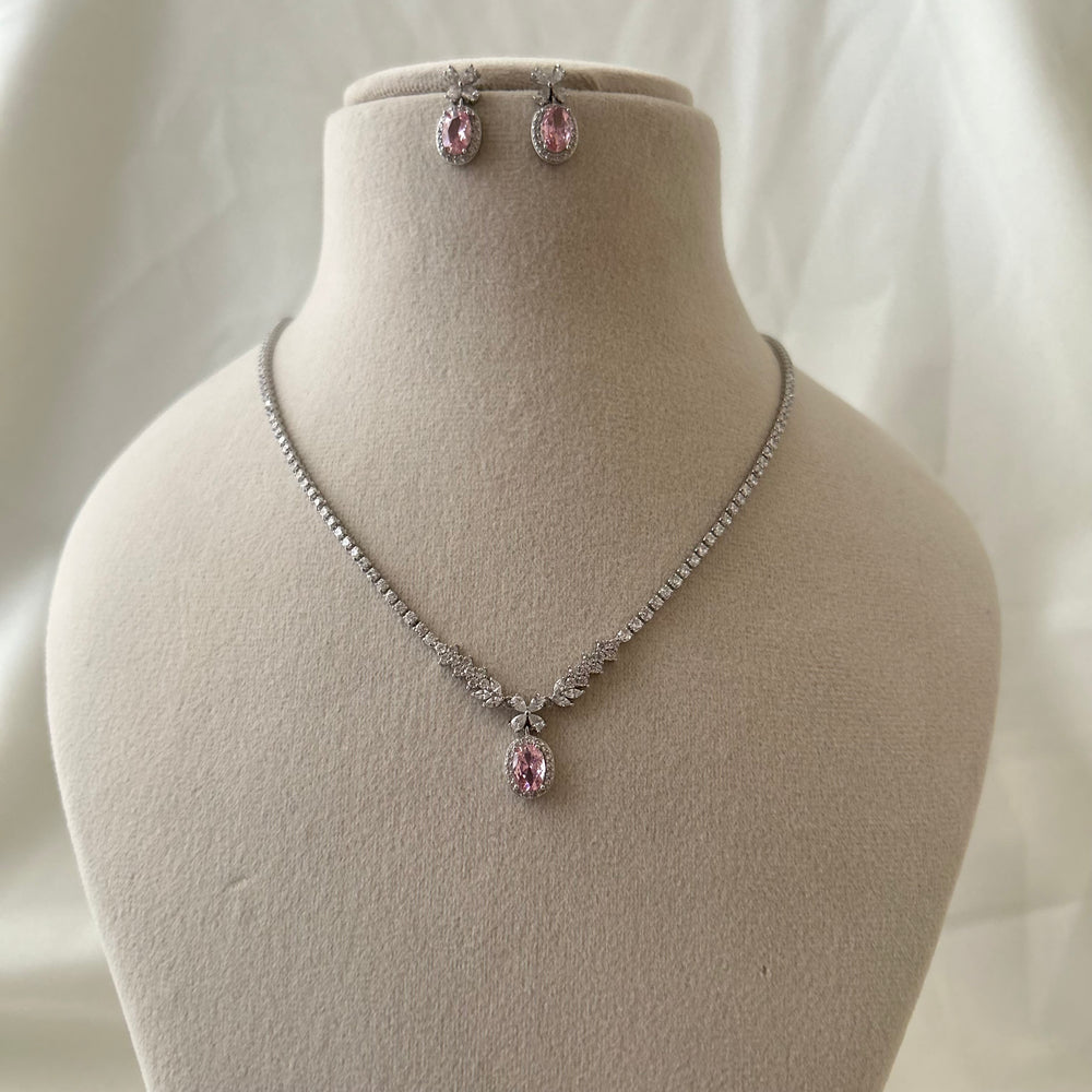 Velvet Pink Radiance Tennis Necklace Set