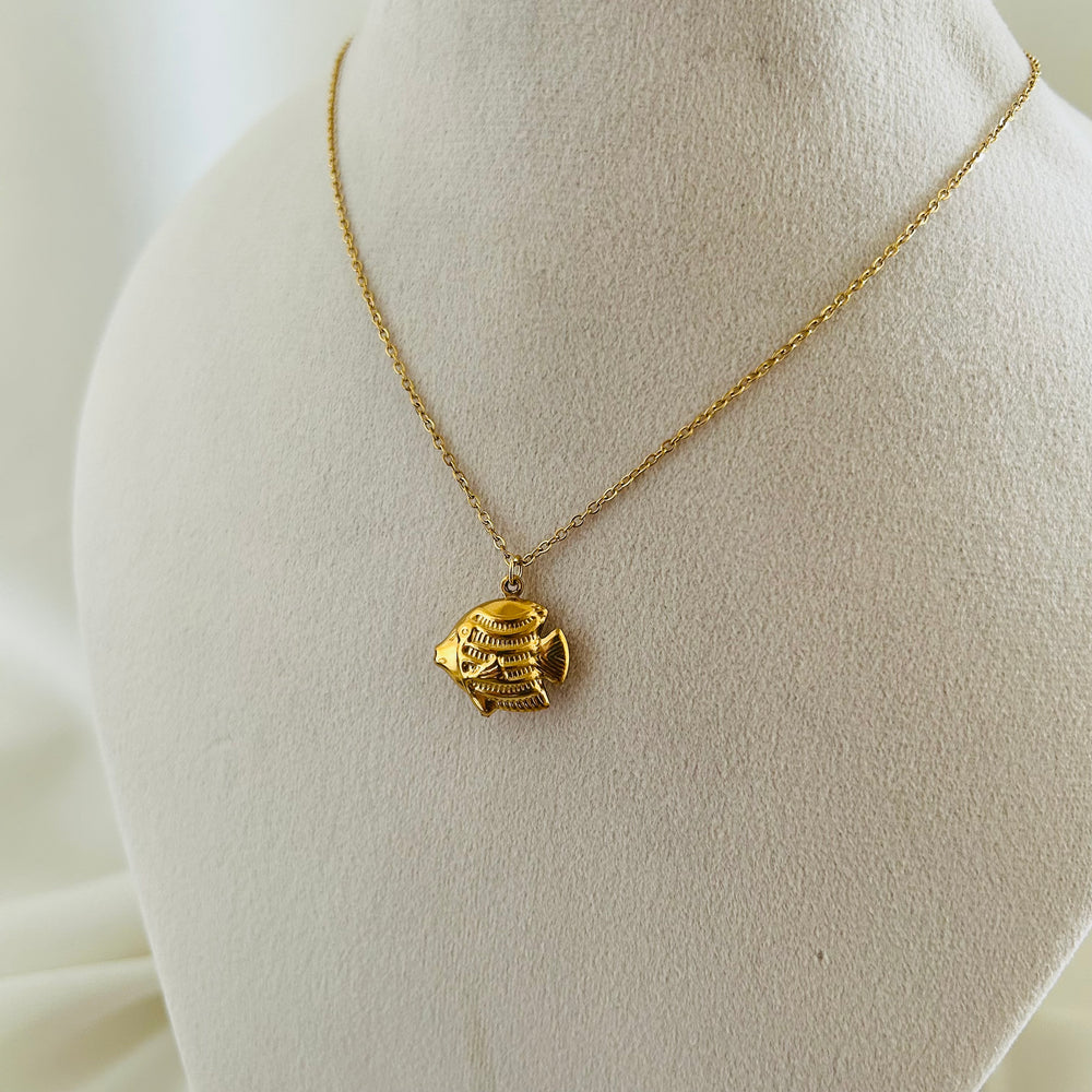 Golden Fish Charm Necklace