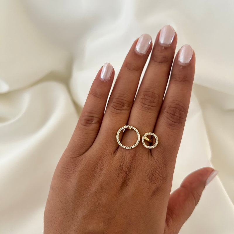 Double Halo Circle Adjustable Ring