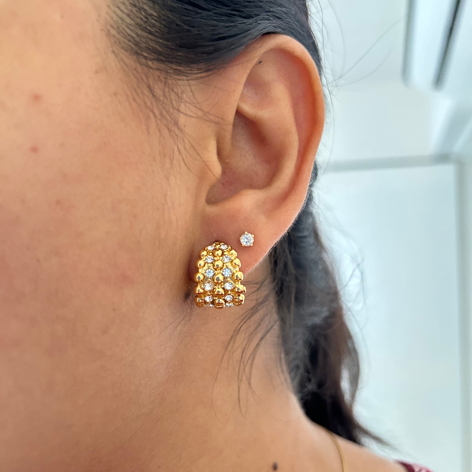 Luxe Crescent Crystal Studs