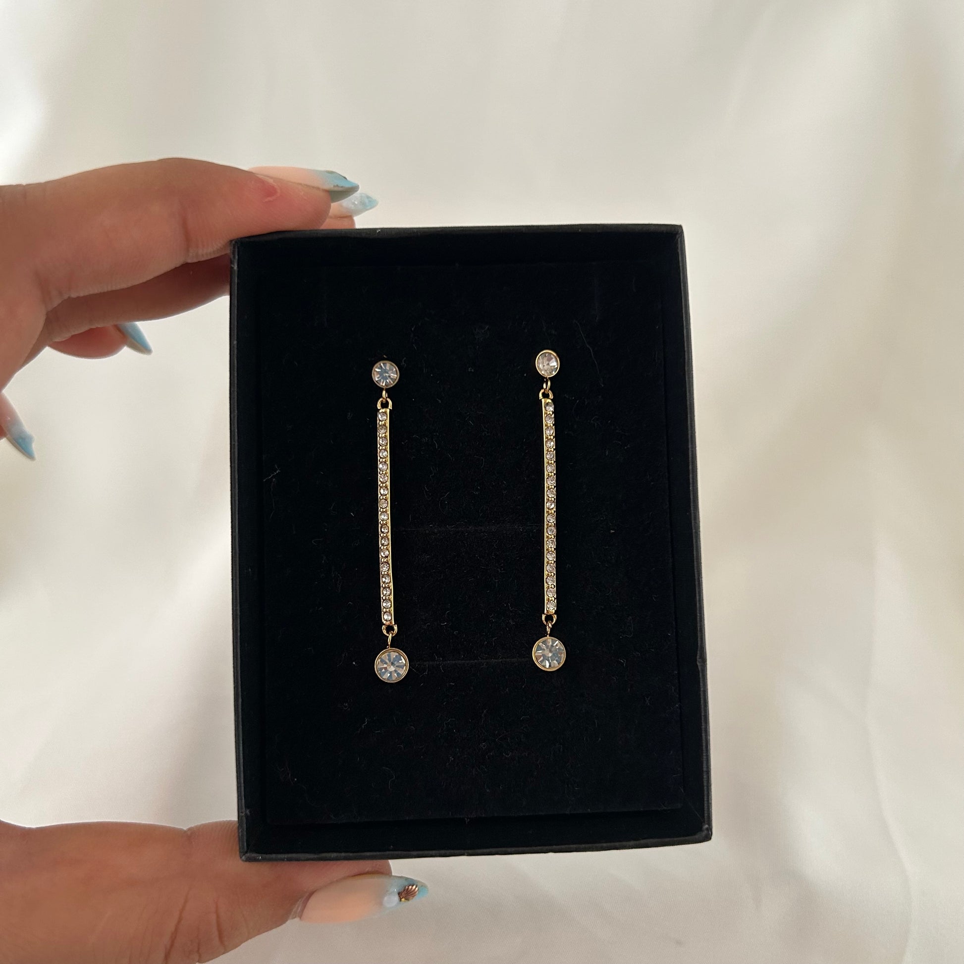 Crystal Studded Bar Earrings