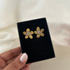 Golden Bloom Crystal Flower Studs