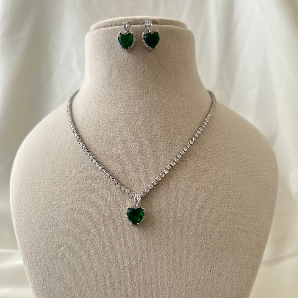Green Love Spark Tennis Necklace