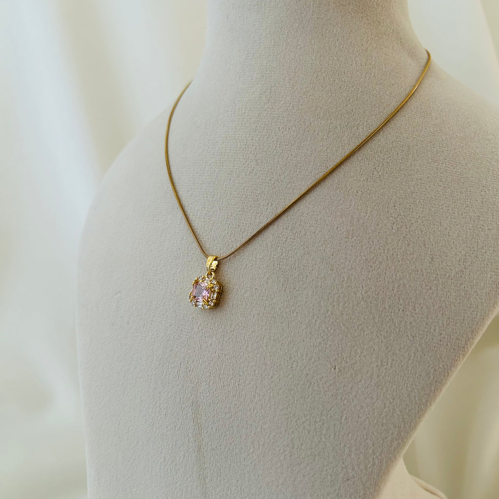 Pink Crystal Pendant Necklace