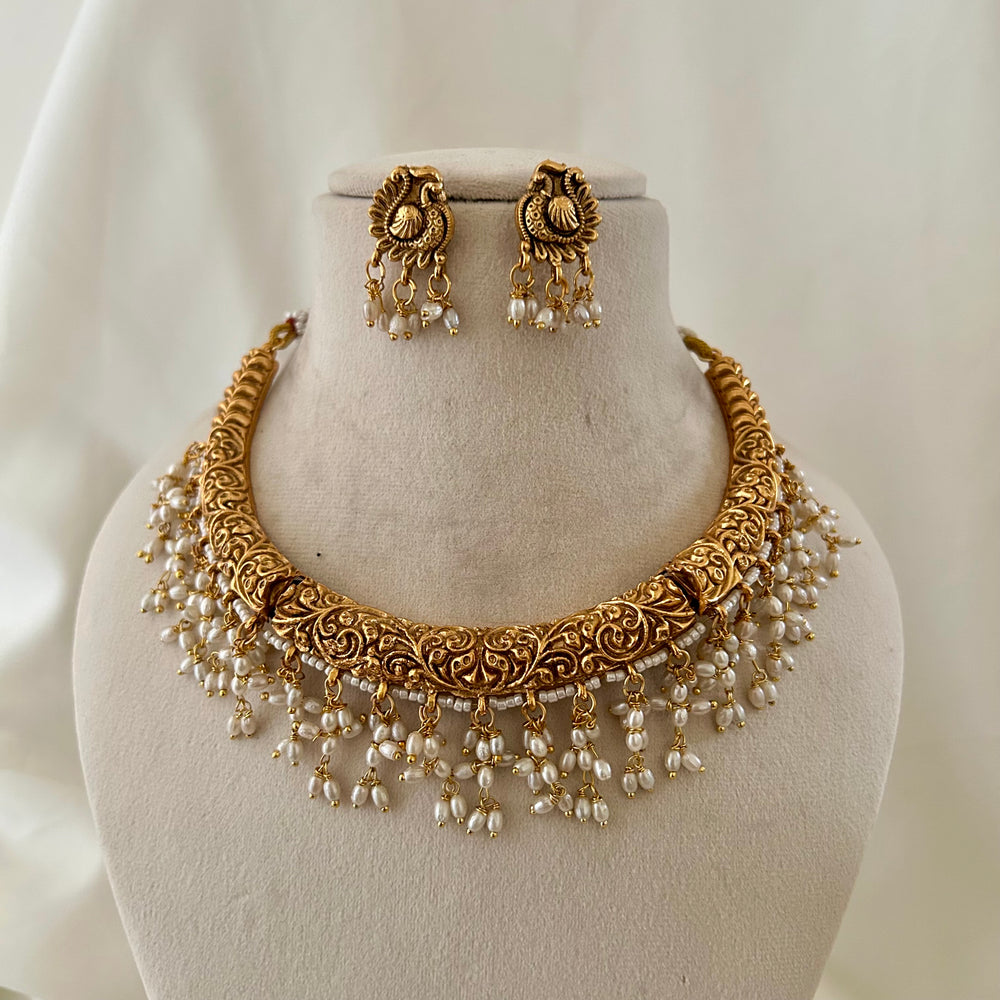 Antique Pearl Fringe Temple Necklace