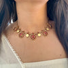 Ruby Floral Coin Necklace Set