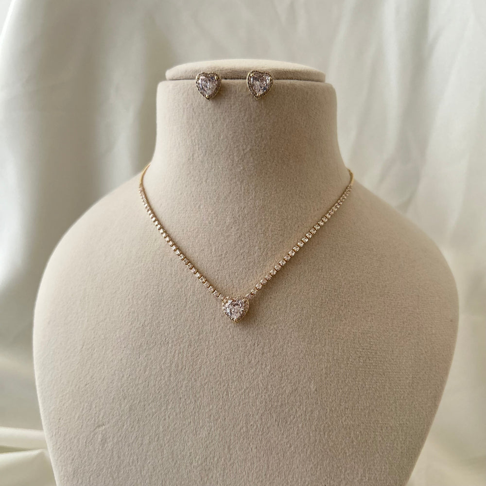 Heart Spark Tennis Necklace Set