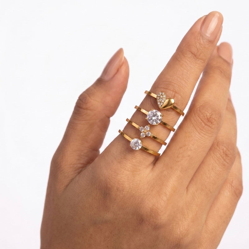 Blooming Heart Ring Set