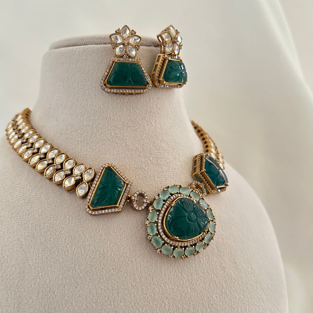 Emerald Statement Necklace Set