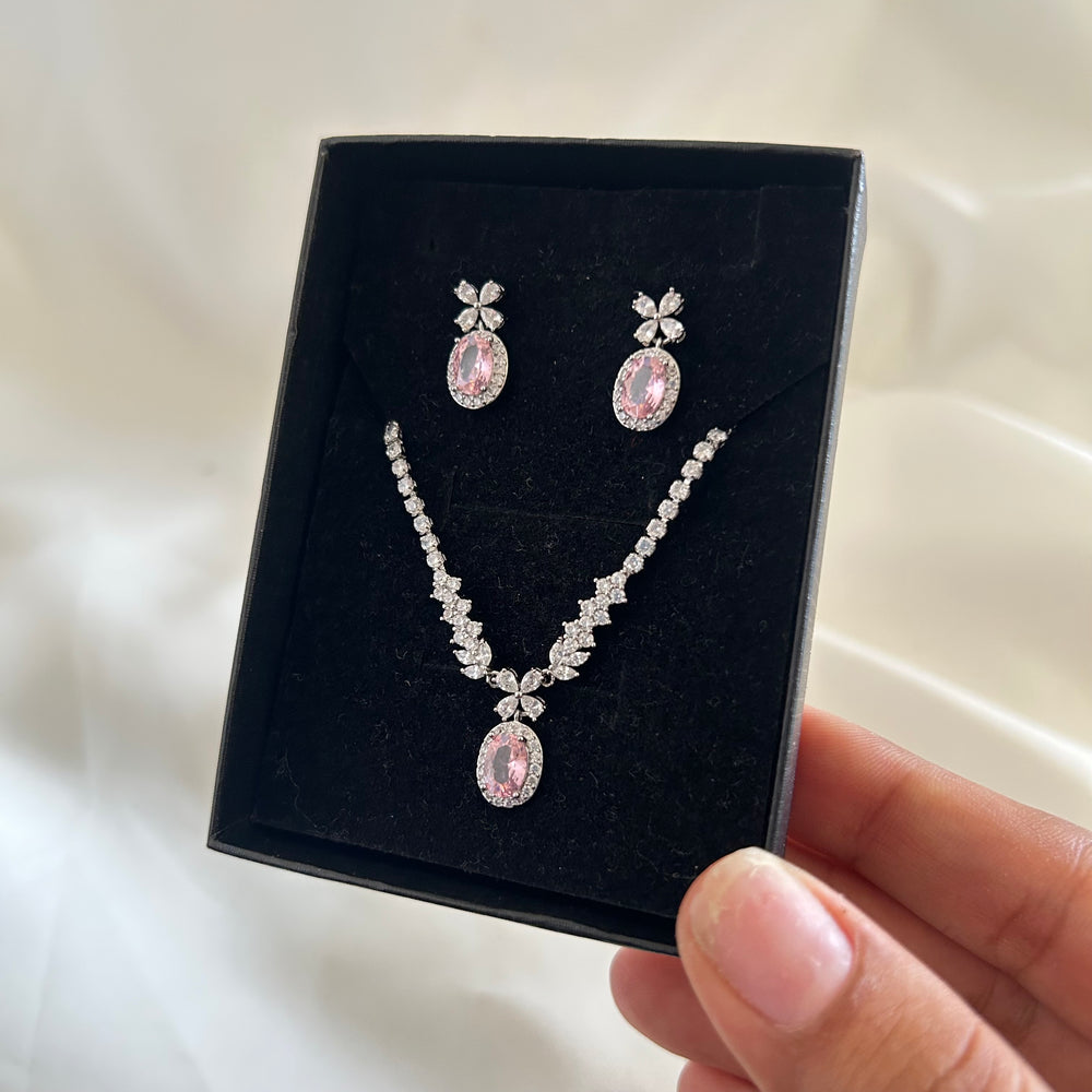 Velvet Pink Radiance Tennis Necklace Set