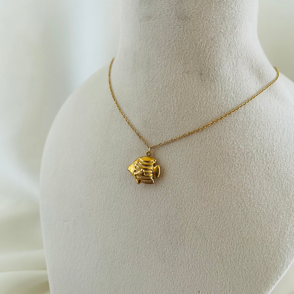 Golden Fish Charm Necklace