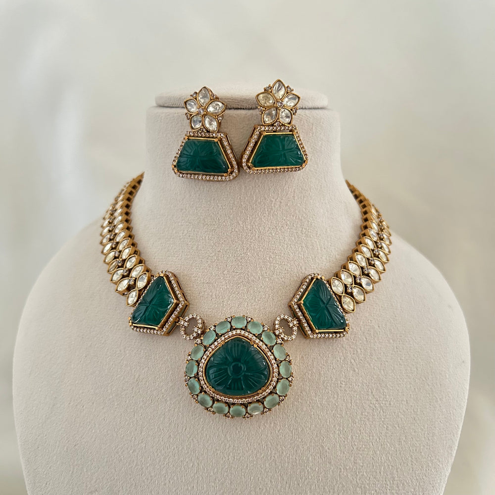 Emerald Statement Necklace Set