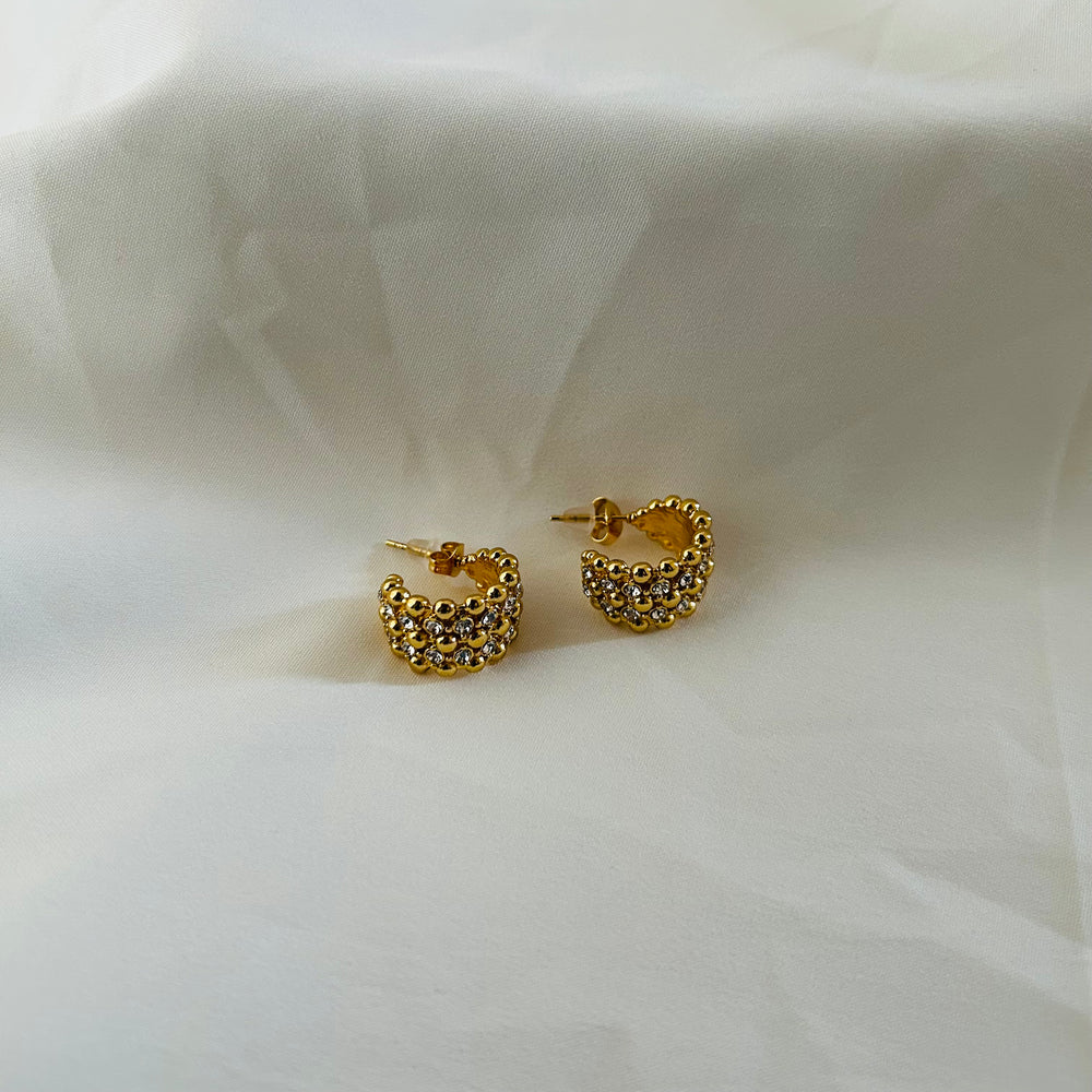 Luxe Crescent Crystal Studs