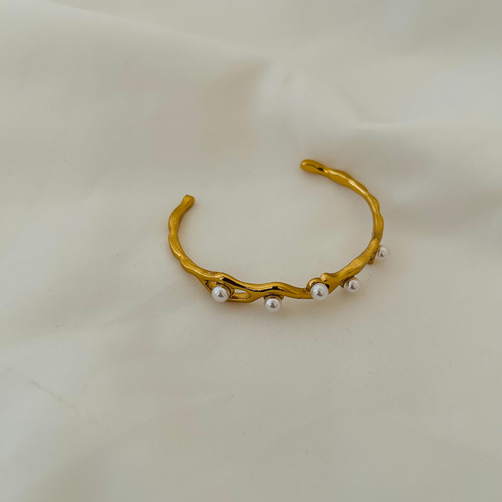 Cord Pearl Cuff Bracelet