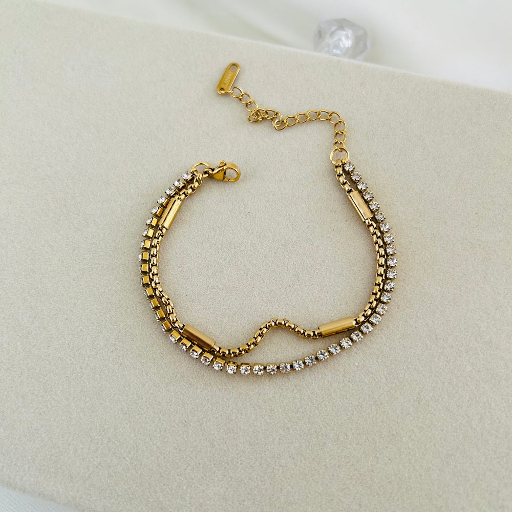 Double Row Crystal Chain Bracelet