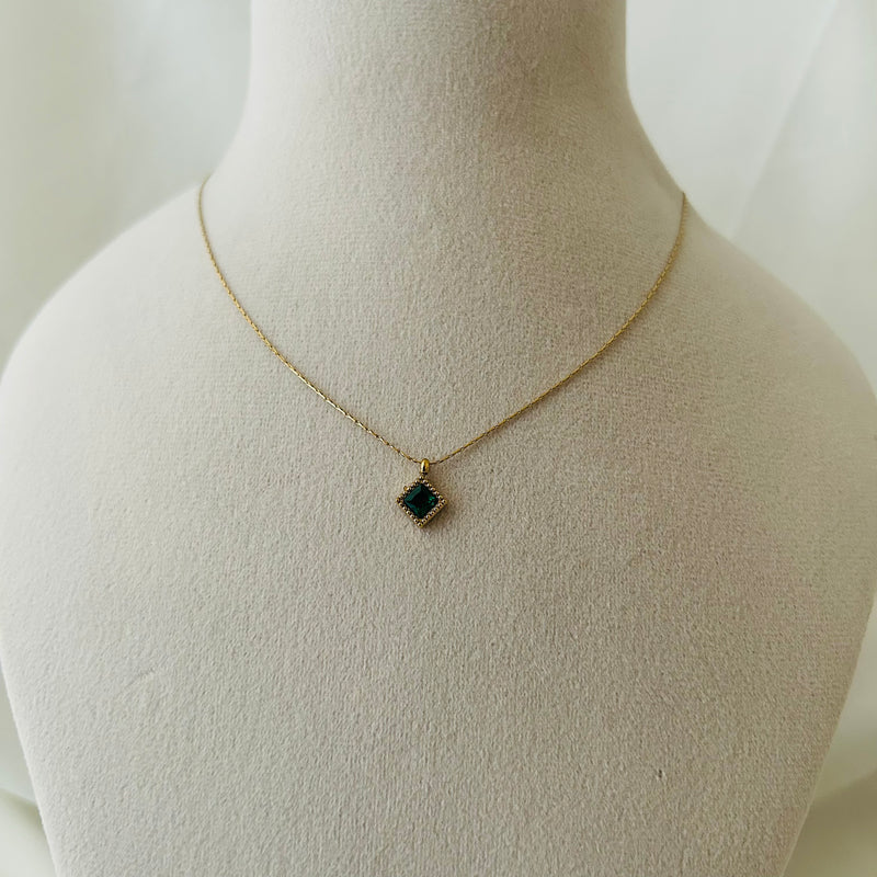 Green Crystal Diamond Necklace