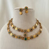 Emerald Floral Coin Necklace Set