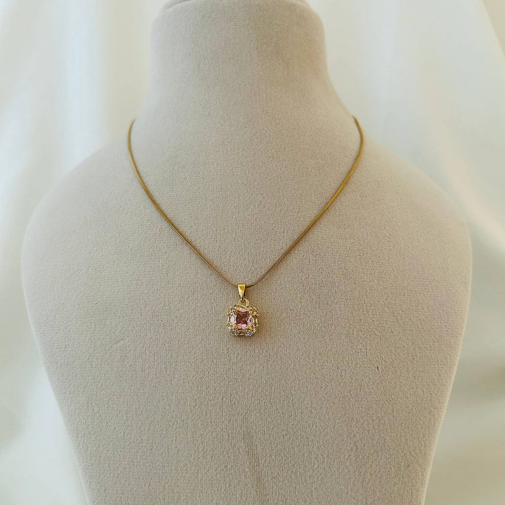 Pink Crystal Pendant Necklace