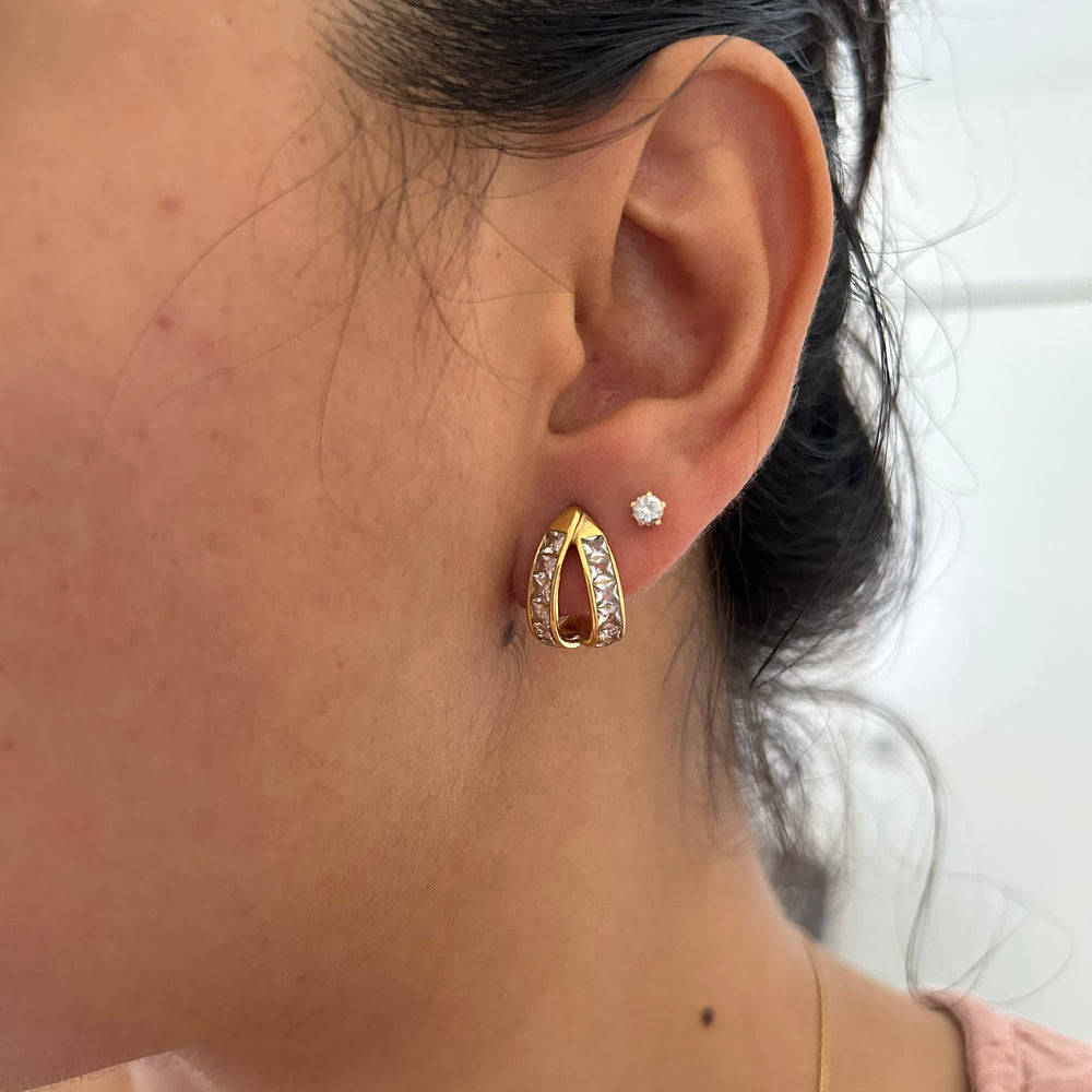 Double Curve Crystal Hoops