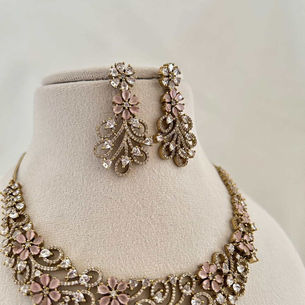 Floral Crystal Necklace Set