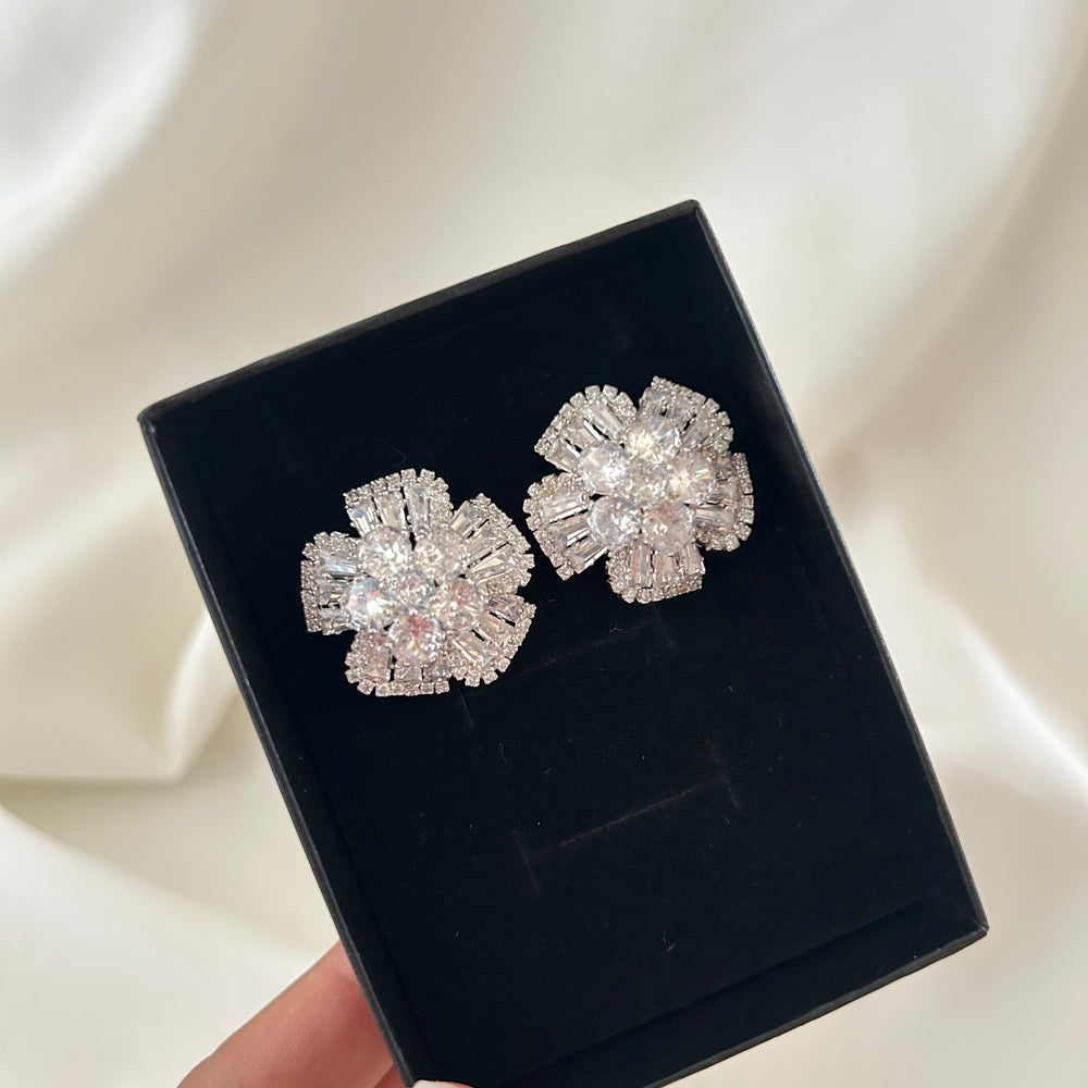 Royal Crystal Bloom Stud Earrings