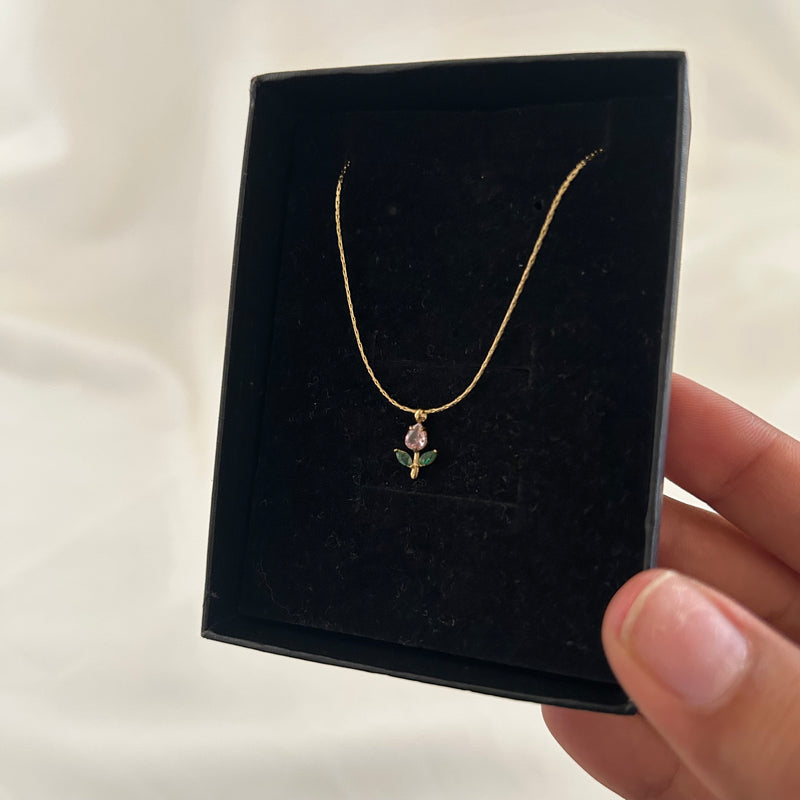 Mini Pink Tulip Necklace