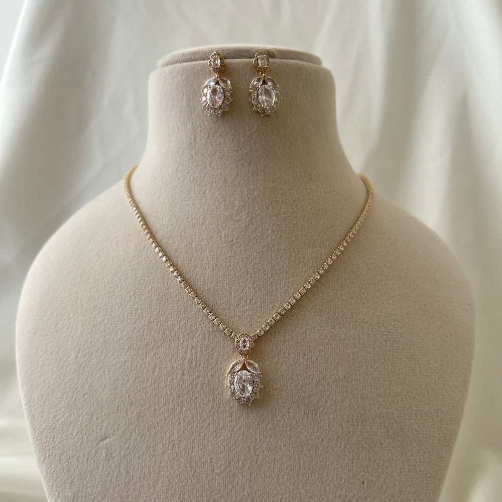 Imperial Oval Spark Tennis Necklaace Set