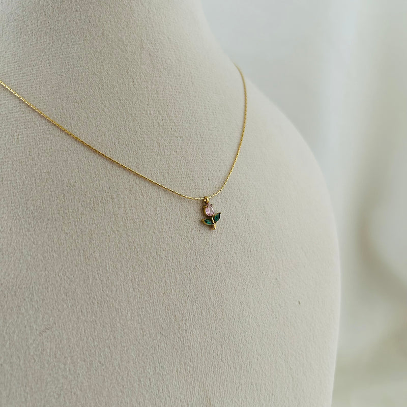 Mini Pink Tulip Necklace