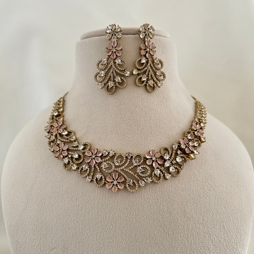 Floral Crystal Necklace Set
