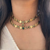 Emerald Floral Coin Necklace Set