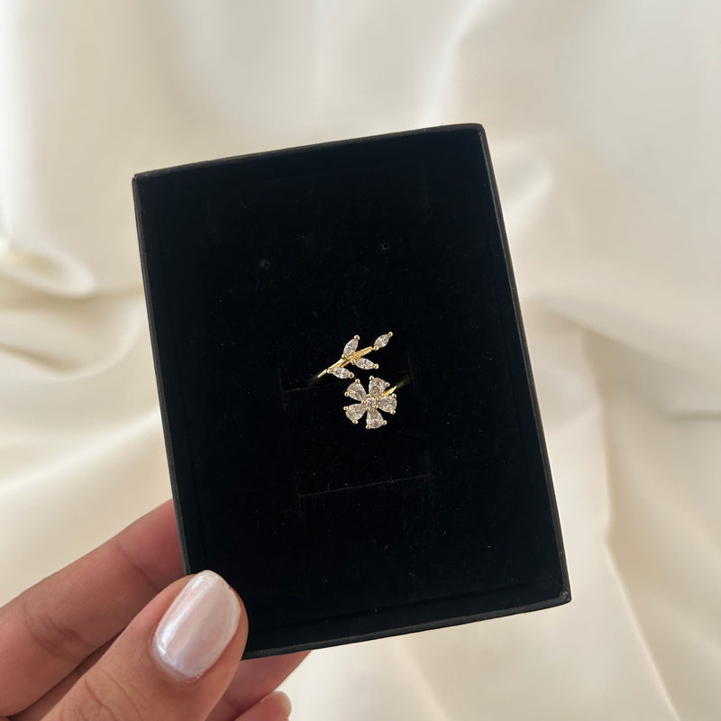 Crystal Blossom Adjustable Ring