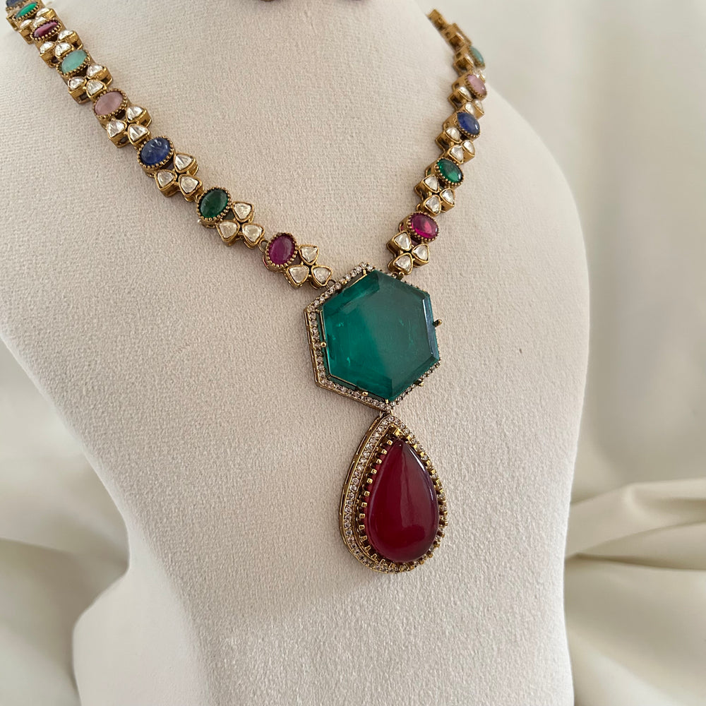 Multicolour Long Necklace Set