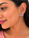 Pink Bow Sparkle Stud Earrings