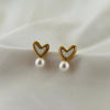 Cute Pearl Heart Drop Earrings