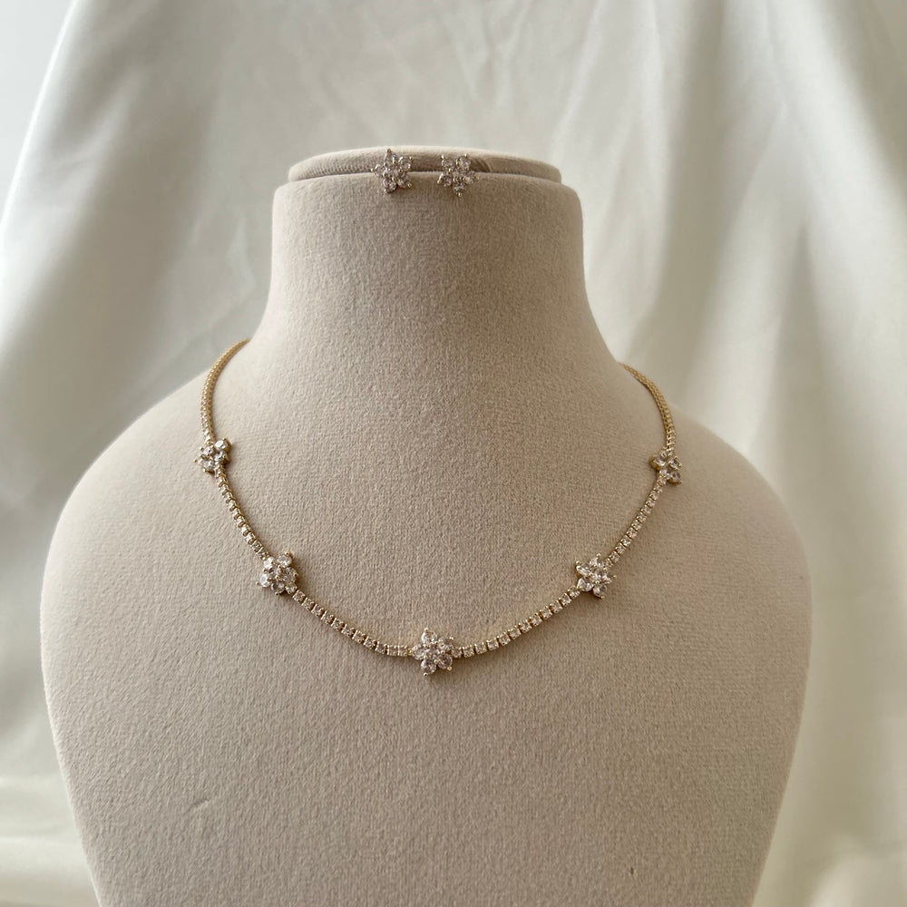 Penta Bloom Tennis Necklace Set