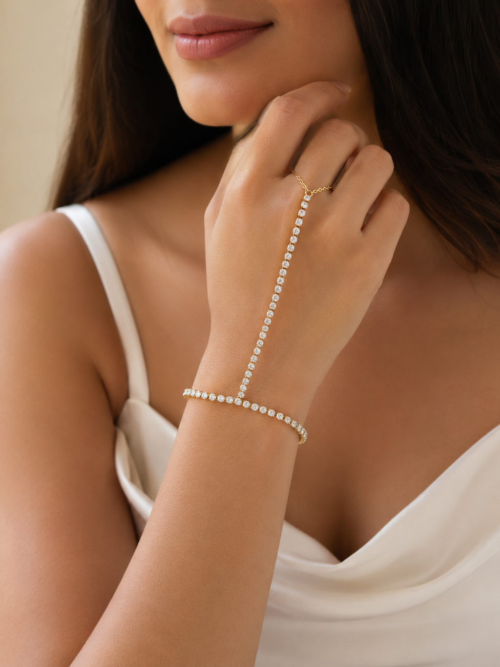 Diamond Line Hand Bracelet