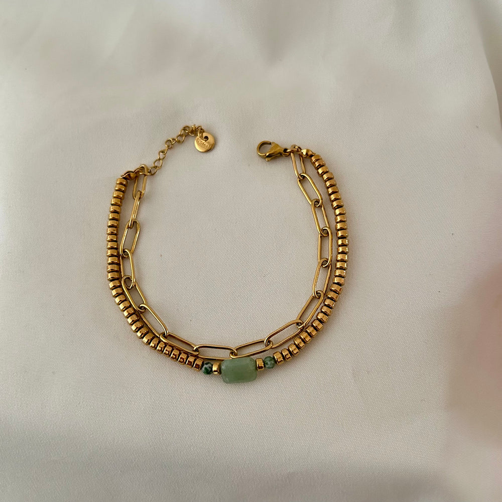 Sage Glow Layered Bracelet