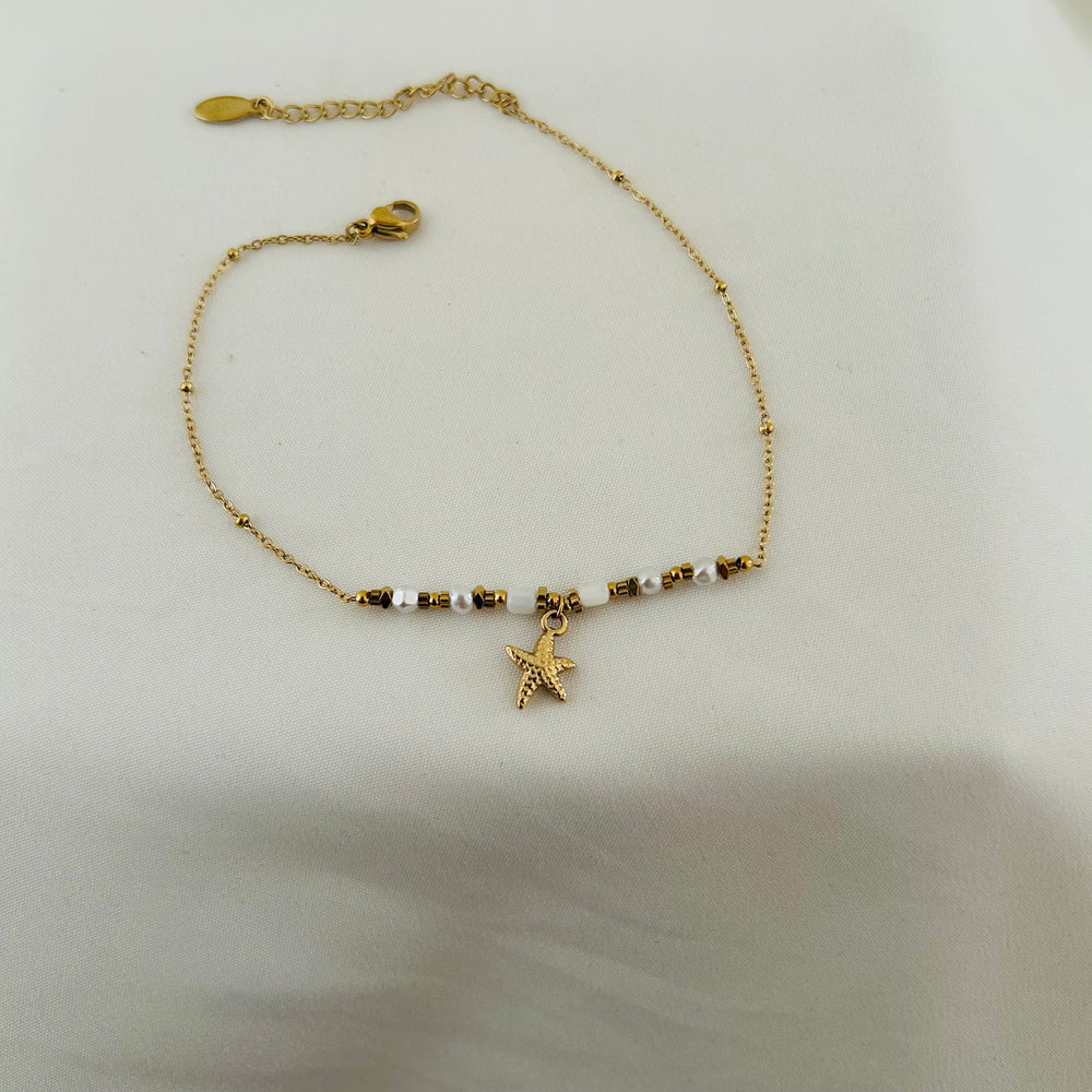Starfish Pearl Beaded Anklet
