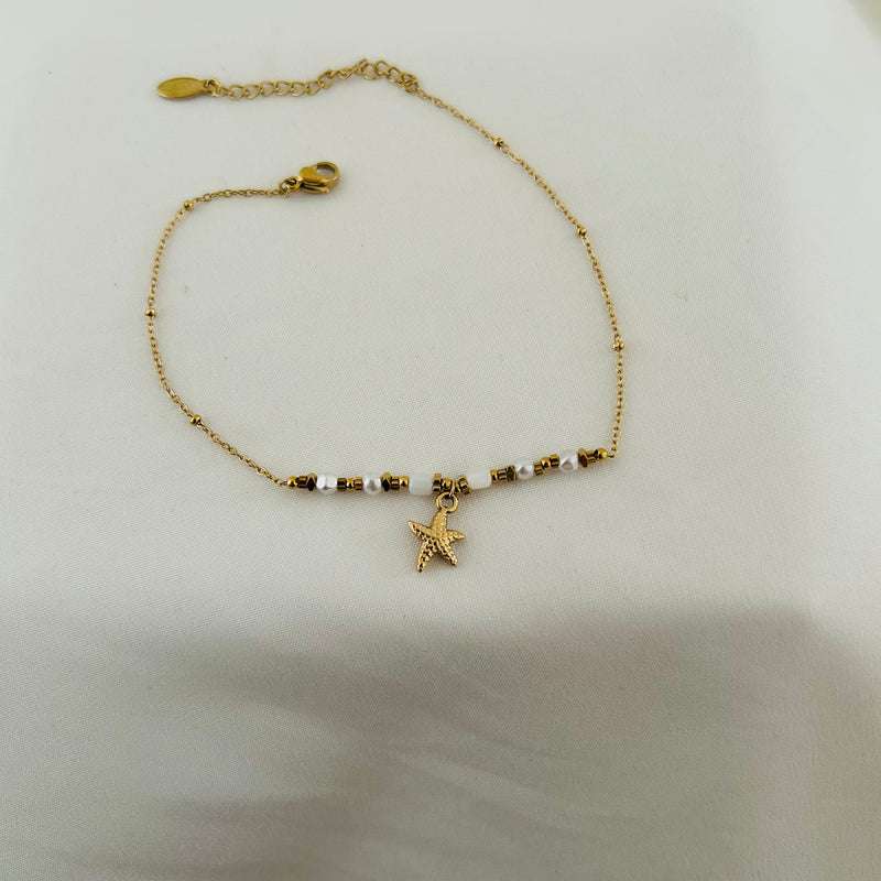 Starfish Pearl Beaded Anklet