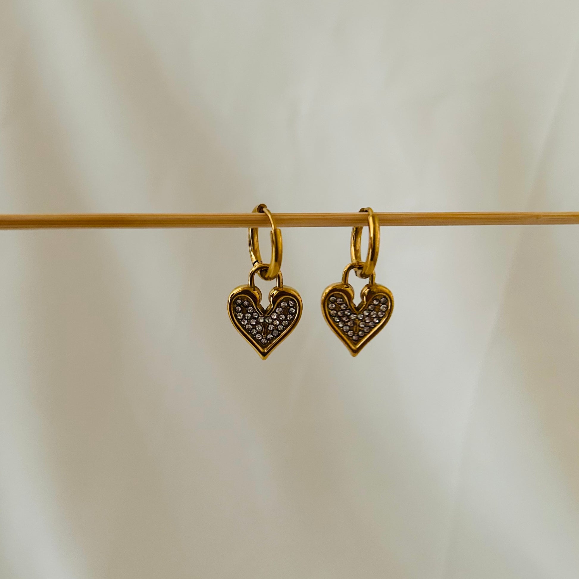 Hanging Heart Hoop Earrings