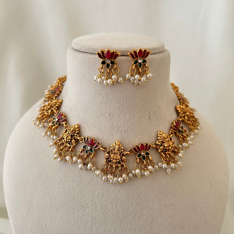 Lakshmi Pearl Temple Necklace Set