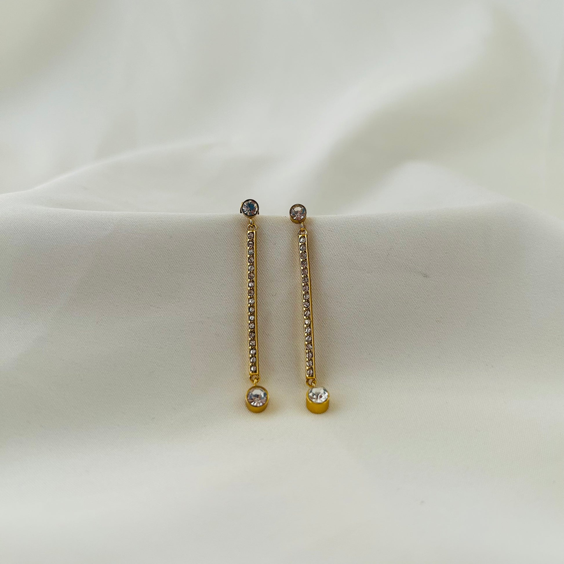 Crystal Studded Bar Earrings