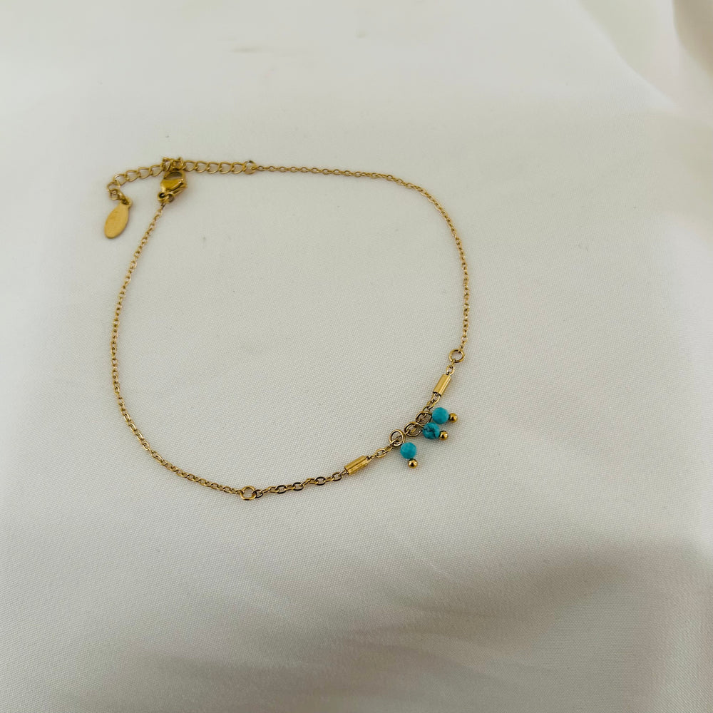 Turquoise Bead Minimal Gold Anklet